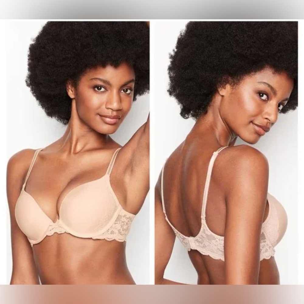 Victoria’s Secret Dream Angels Nude Smooth Lace Push-Up Bra Size 34E (DD)